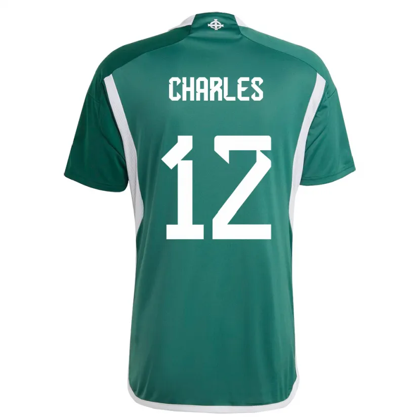 Danxen Hombre Camiseta Irlanda Del Norte Pierce Charles #12 Verde 1ª Equipación 24-26 La Camisa