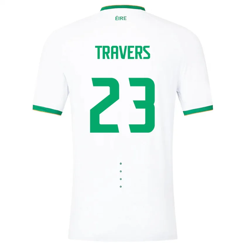 Danxen Hombre Camiseta Irlanda Mark Travers #23 Blanco 2ª Equipación 24-26 La Camisa