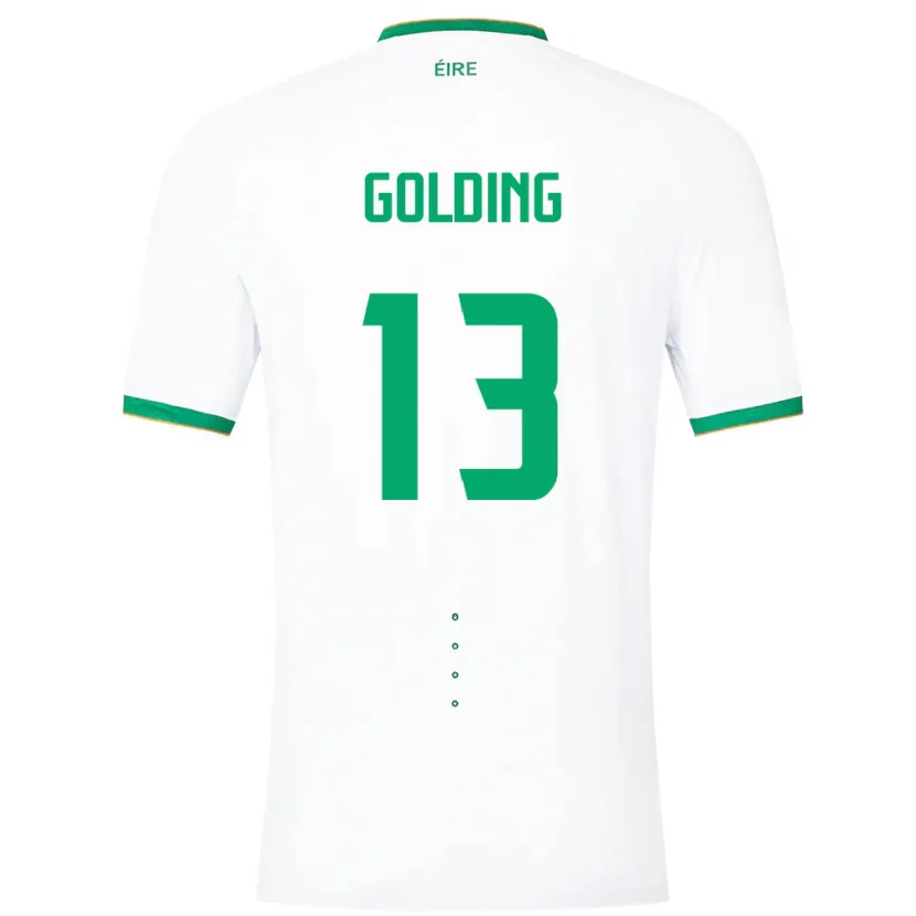 Danxen Hombre Camiseta Irlanda James Golding #13 Blanco 2ª Equipación 24-26 La Camisa