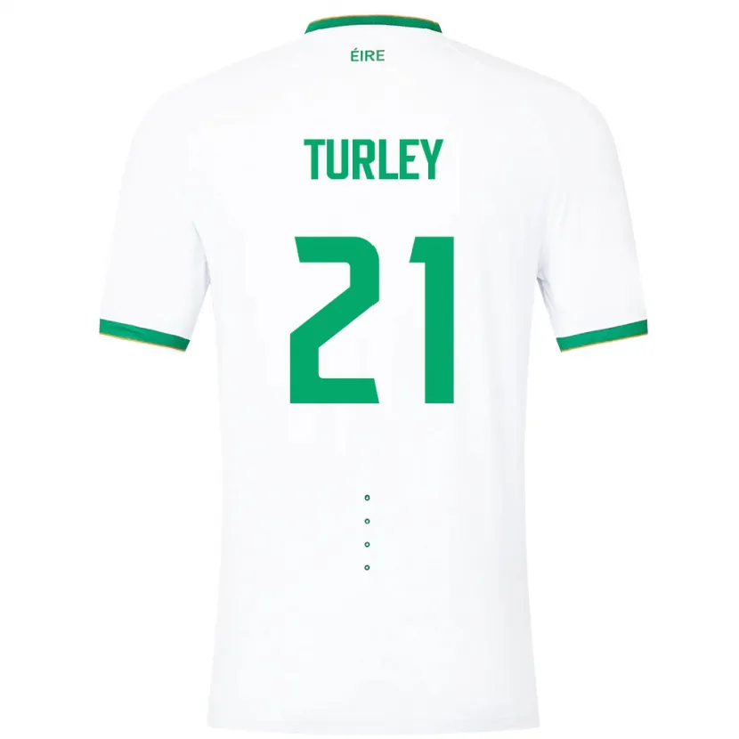 Danxen Hombre Camiseta Irlanda Freddie Turley #21 Blanco 2ª Equipación 24-26 La Camisa