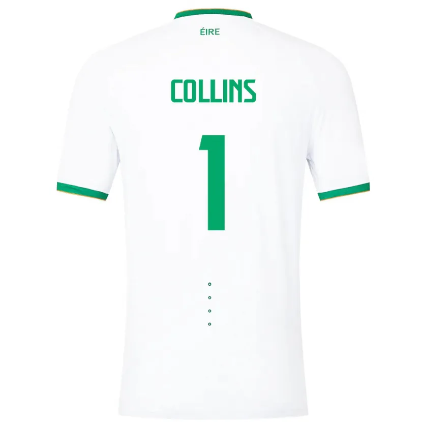 Danxen Hombre Camiseta Irlanda Joe Collins #1 Blanco 2ª Equipación 24-26 La Camisa