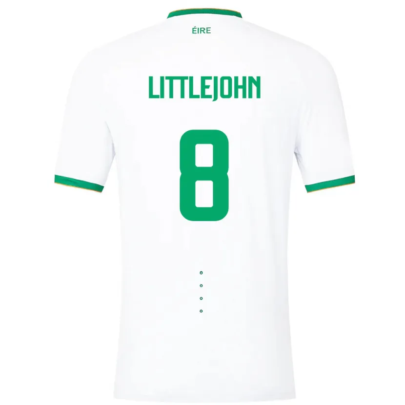 Danxen Hombre Camiseta Irlanda Ruesha Littlejohn #8 Blanco 2ª Equipación 24-26 La Camisa