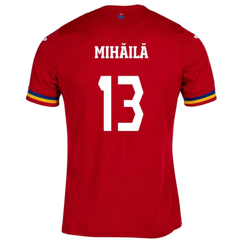 Danxen Hombre Camiseta Rumania Valentin Mihăilă #13 Rojo 2ª Equipación 24-26 La Camisa