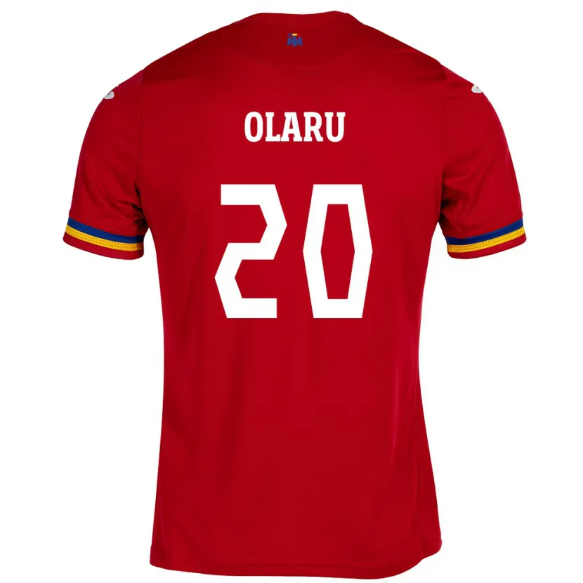 Danxen Hombre Camiseta Rumania Darius Olaru #20 Rojo 2ª Equipación 24-26 La Camisa