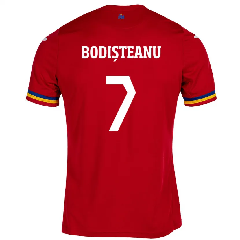 Danxen Hombre Camiseta Rumania Ștefan Bodișteanu #7 Rojo 2ª Equipación 24-26 La Camisa