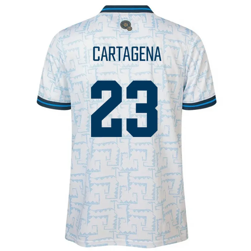 Danxen Hombre Camiseta El Salvador Melvin Cartagena #23 Blanco 2ª Equipación 24-26 La Camisa