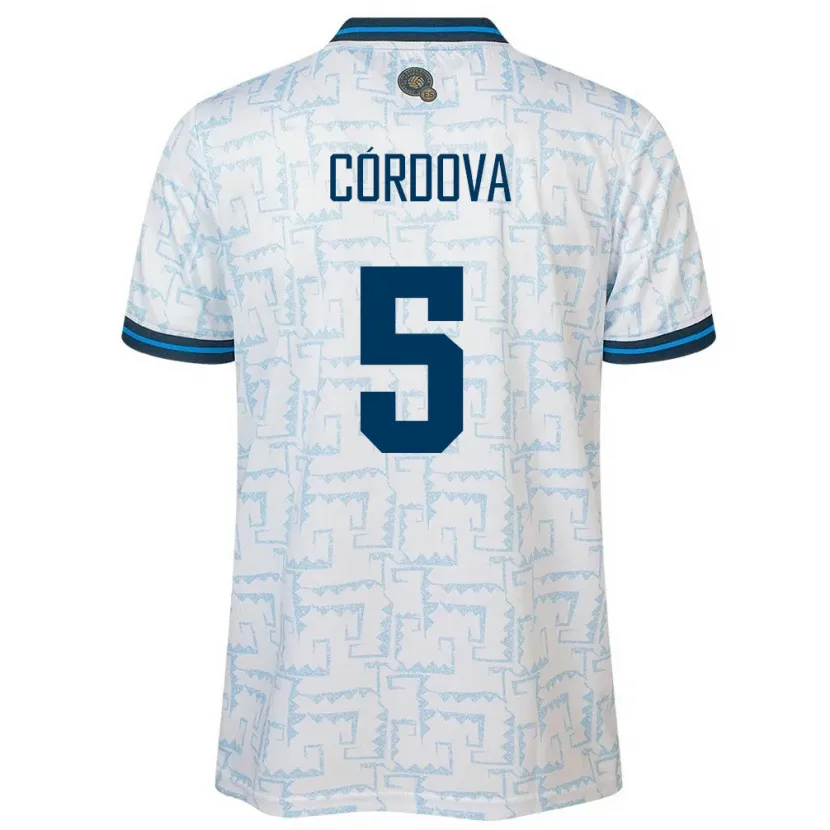 Danxen Hombre Camiseta El Salvador Edwin Córdova #5 Blanco 2ª Equipación 24-26 La Camisa
