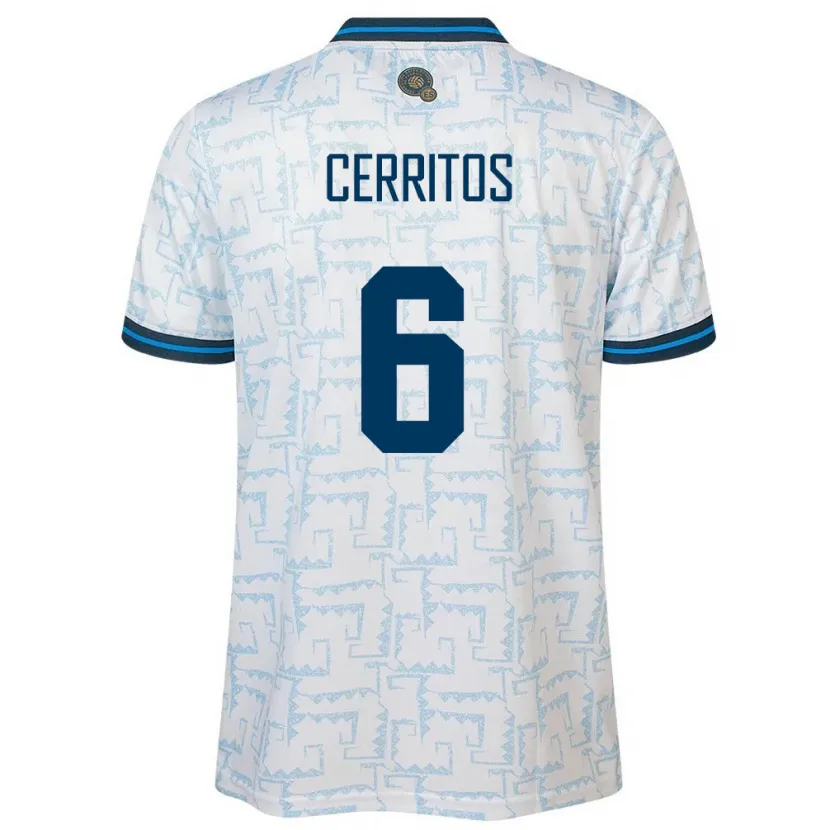 Danxen Hombre Camiseta El Salvador Mauricio Cerritos #6 Blanco 2ª Equipación 24-26 La Camisa