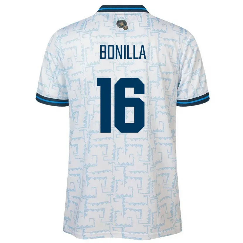 Danxen Hombre Camiseta El Salvador Elmer Bonilla #16 Blanco 2ª Equipación 24-26 La Camisa