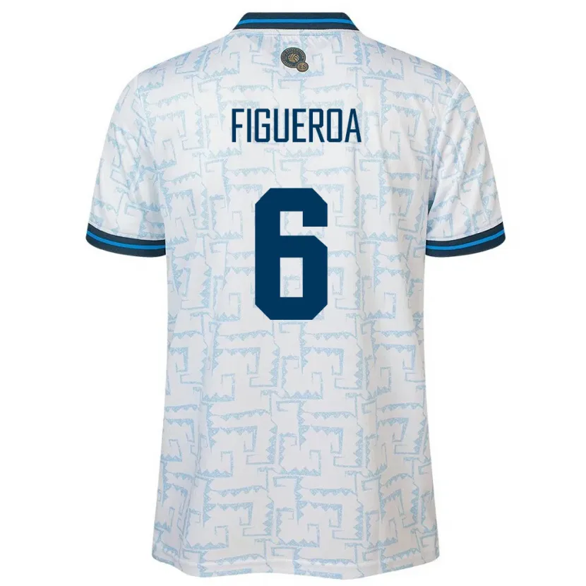 Danxen Hombre Camiseta El Salvador Elder Figueroa #6 Blanco 2ª Equipación 24-26 La Camisa