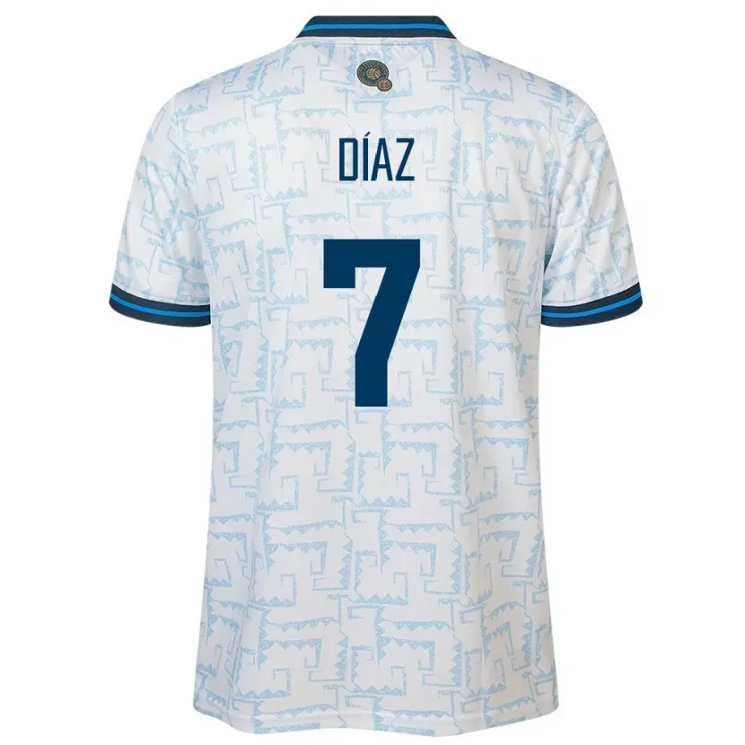 Danxen Hombre Camiseta El Salvador Nelson Díaz #7 Blanco 2ª Equipación 24-26 La Camisa