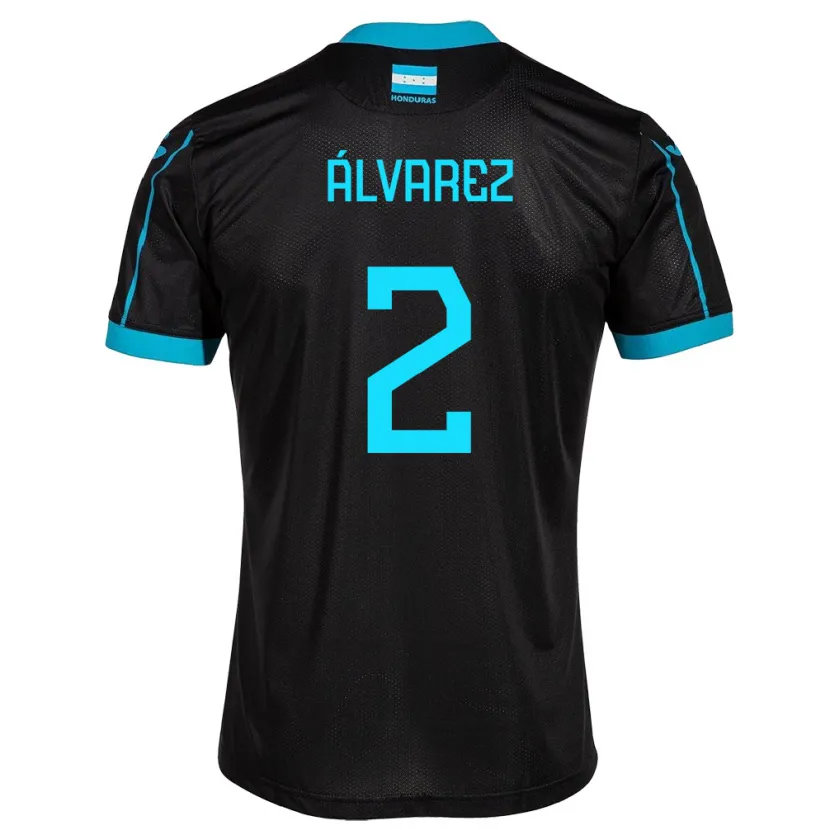Danxen Hombre Camiseta Honduras Kevin Álvarez #2 Negro 2ª Equipación 24-26 La Camisa