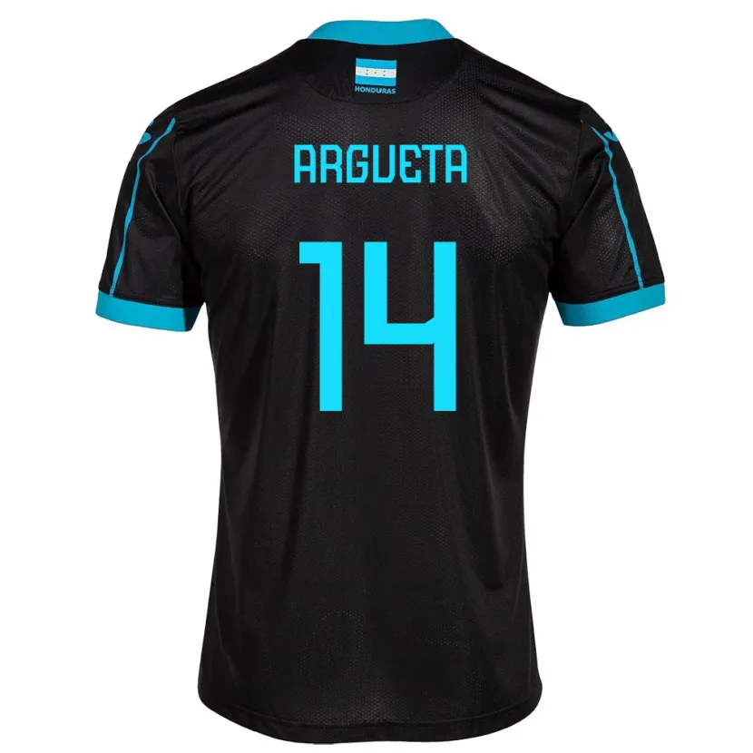 Danxen Hombre Camiseta Honduras Carlos Argueta #14 Negro 2ª Equipación 24-26 La Camisa