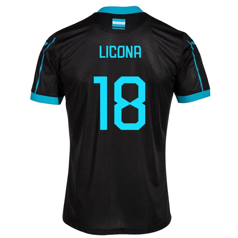 Danxen Hombre Camiseta Honduras Marlon Licona #18 Negro 2ª Equipación 24-26 La Camisa