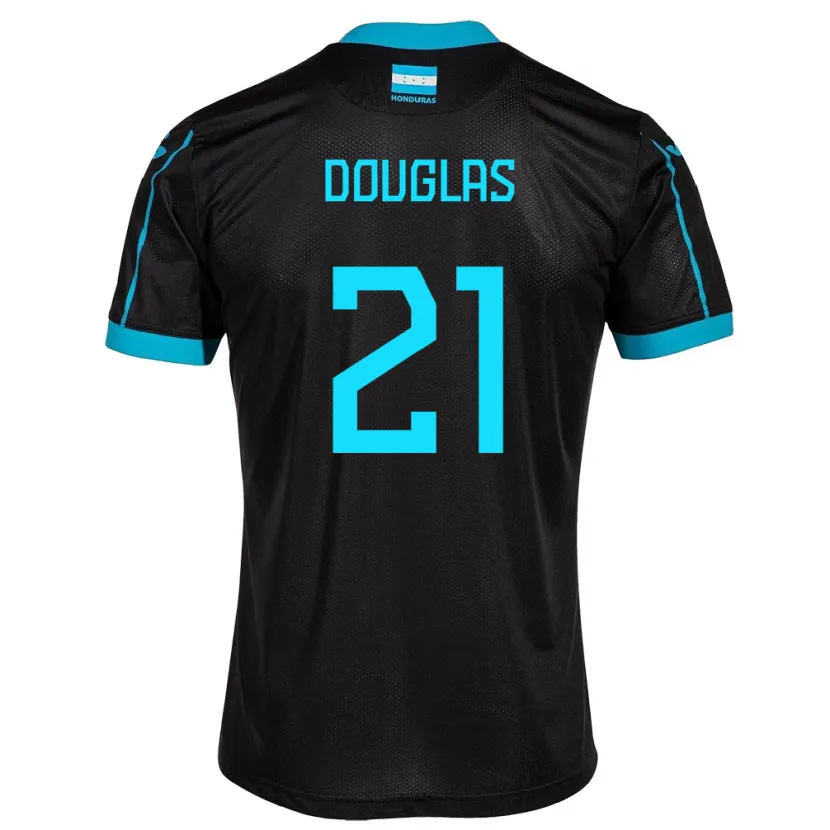 Danxen Hombre Camiseta Honduras Douglas Martínez #21 Negro 2ª Equipación 24-26 La Camisa