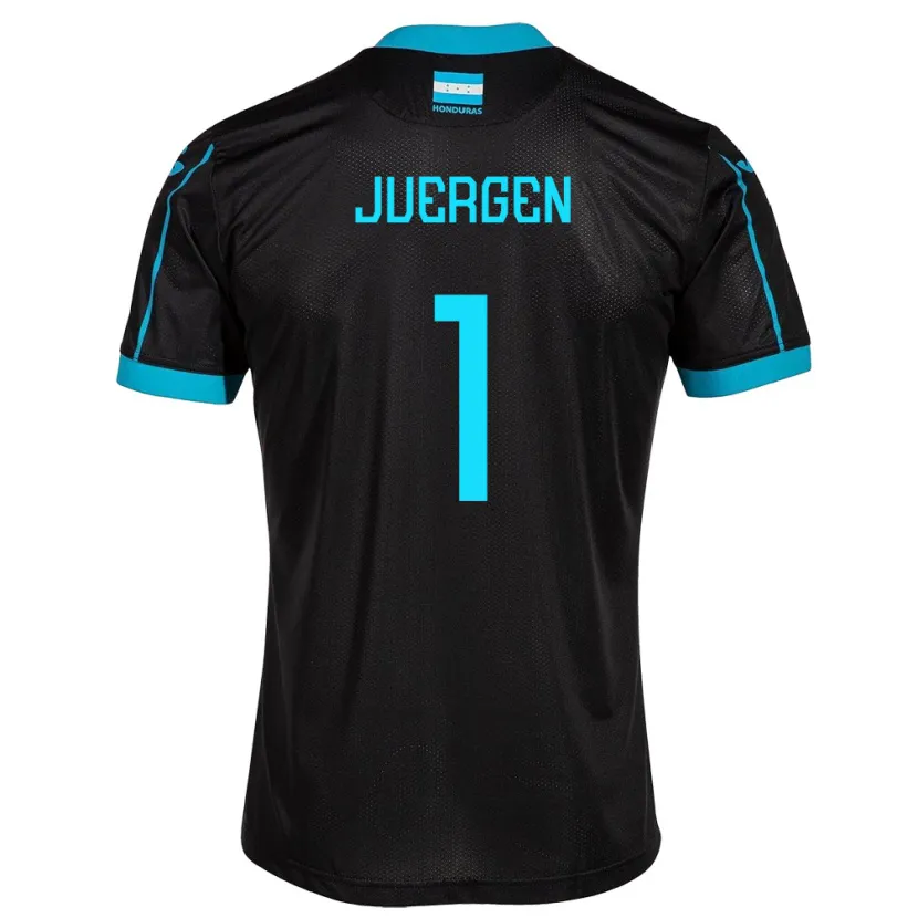 Danxen Hombre Camiseta Honduras Juergen García #1 Negro 2ª Equipación 24-26 La Camisa