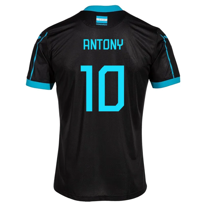 Danxen Hombre Camiseta Honduras Antony García #10 Negro 2ª Equipación 24-26 La Camisa