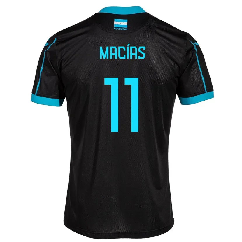 Danxen Hombre Camiseta Honduras Jefryn Macías #11 Negro 2ª Equipación 24-26 La Camisa