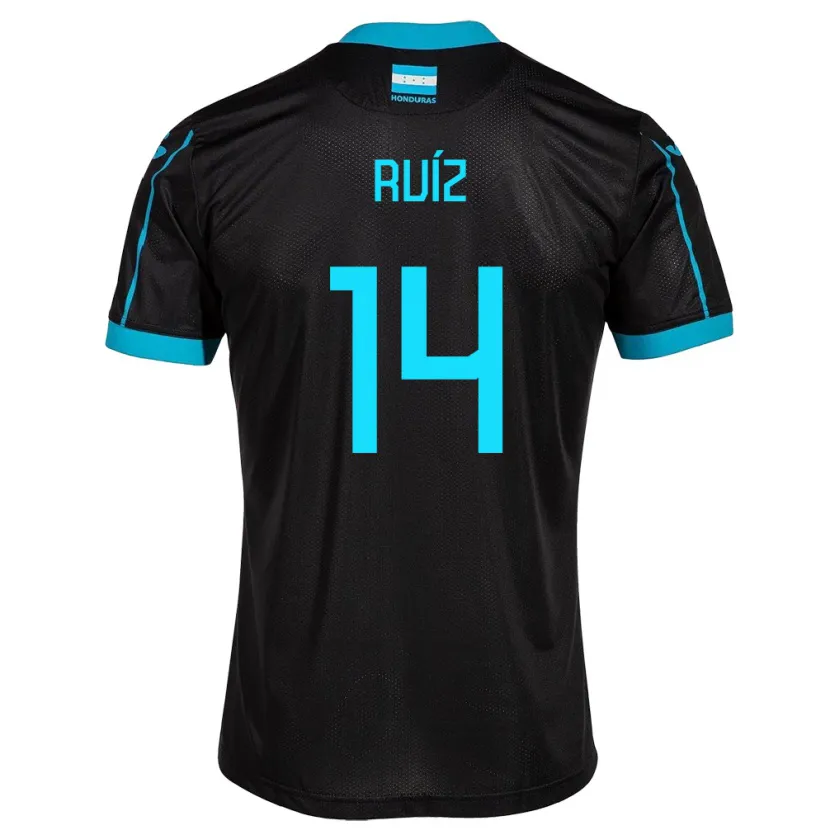 Danxen Hombre Camiseta Honduras David Ruíz #14 Negro 2ª Equipación 24-26 La Camisa