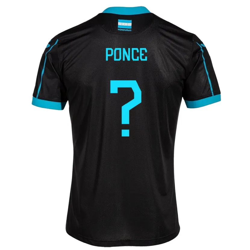 Danxen Hombre Camiseta Honduras Justin Ponce #0 Negro 2ª Equipación 24-26 La Camisa