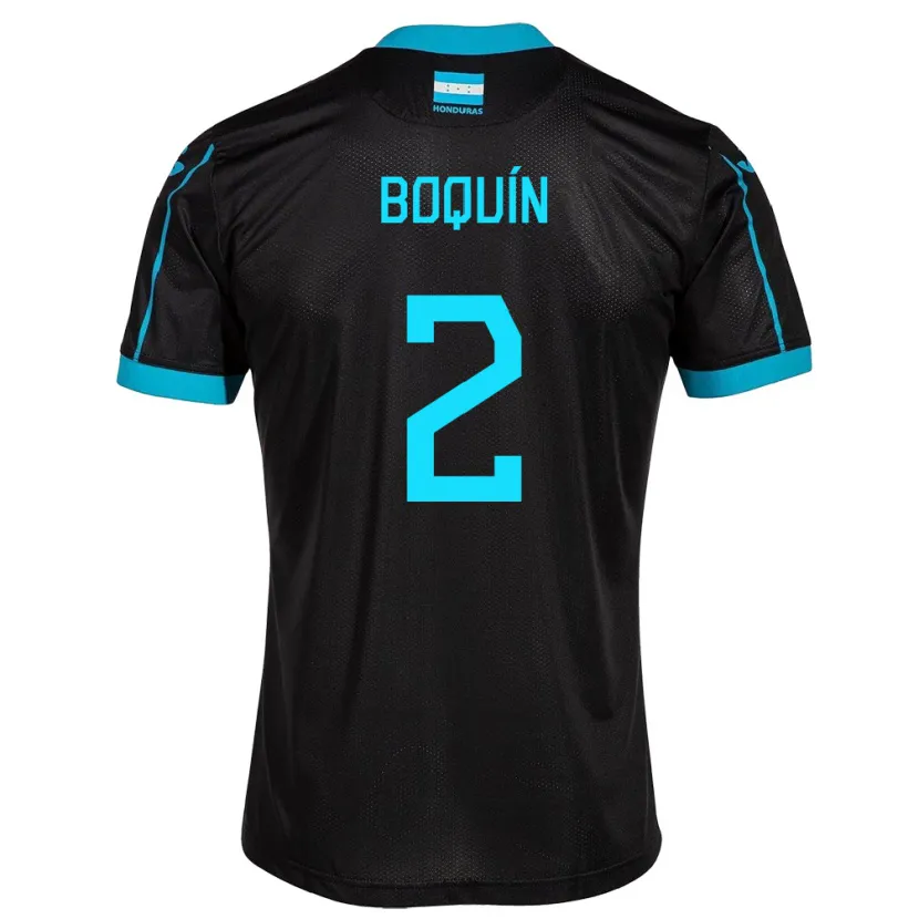 Danxen Hombre Camiseta Honduras Stiven Boquín #2 Negro 2ª Equipación 24-26 La Camisa