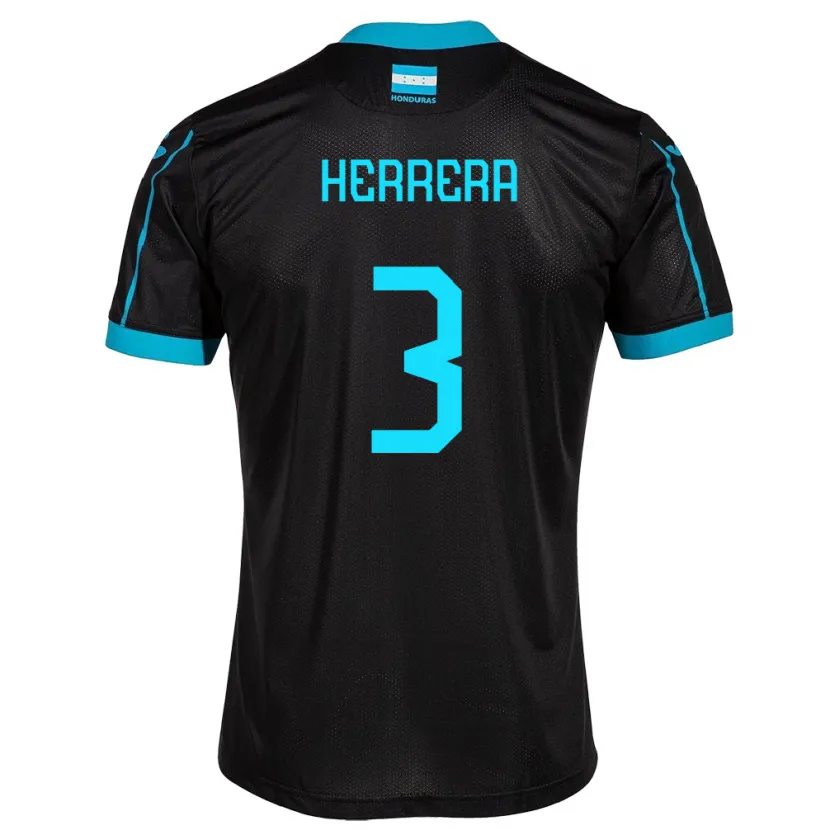 Danxen Hombre Camiseta Honduras David Herrera #3 Negro 2ª Equipación 24-26 La Camisa