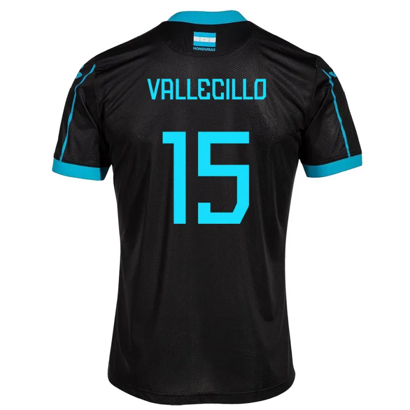 Danxen Hombre Camiseta Honduras Eric Vallecillo #15 Negro 2ª Equipación 24-26 La Camisa
