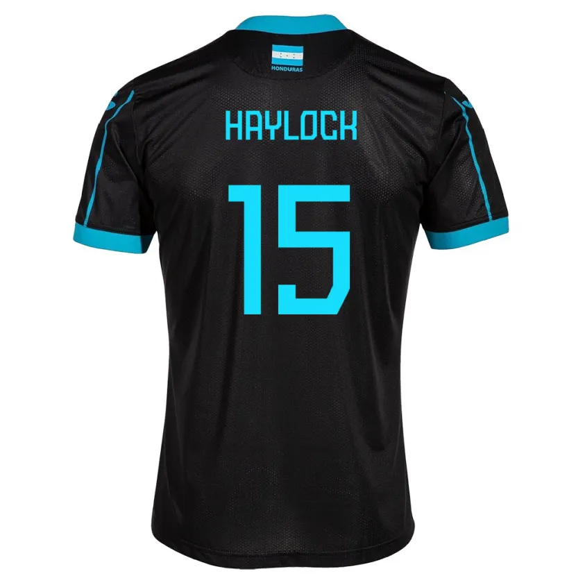 Danxen Hombre Camiseta Honduras Kendra Haylock #15 Negro 2ª Equipación 24-26 La Camisa