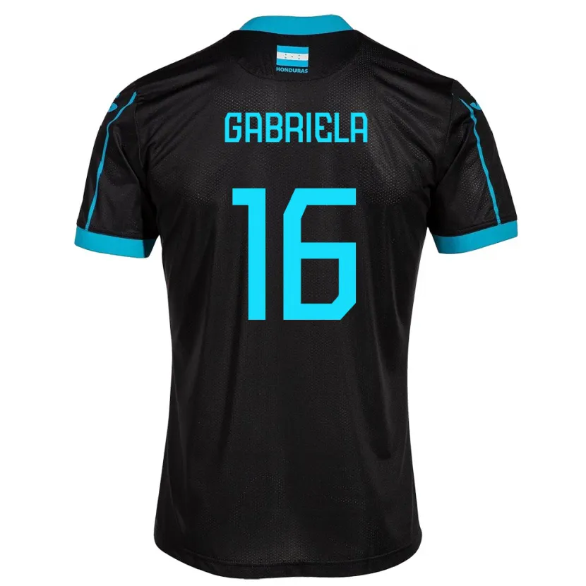 Danxen Hombre Camiseta Honduras Gabriela García #16 Negro 2ª Equipación 24-26 La Camisa