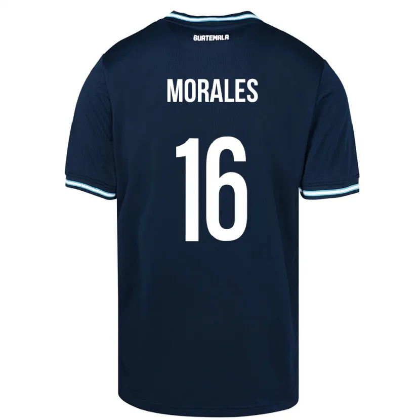 Danxen Hombre Camiseta Guatemala José Morales #16 Azul 2ª Equipación 24-26 La Camisa