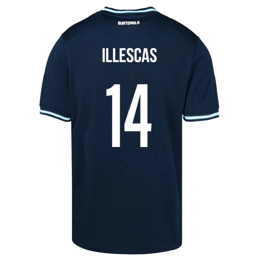 Danxen Hombre Camiseta Guatemala Kevin Illescas #14 Azul 2ª Equipación 24-26 La Camisa