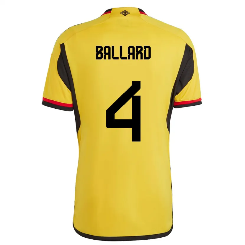 Danxen Hombre Camiseta Irlanda Del Norte Daniel Ballard #4 Blanco 2ª Equipación 24-26 La Camisa
