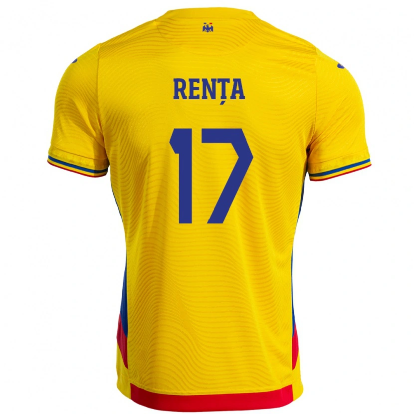 Danxen Mujer Camiseta Rumania Denis Rența #17 Amarillo 1ª Equipación 24-26 La Camisa