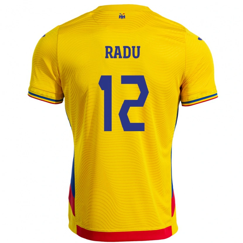 Danxen Mujer Camiseta Rumania Riccardo Radu #12 Amarillo 1ª Equipación 24-26 La Camisa