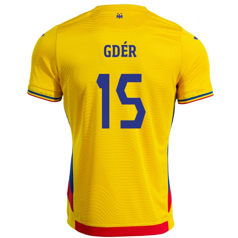Danxen Mujer Camiseta Rumania Brigitta Gődér #15 Amarillo 1ª Equipación 24-26 La Camisa