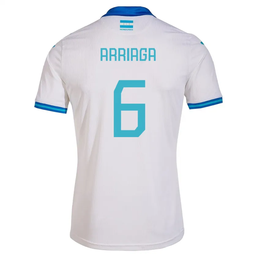Danxen Mujer Camiseta Honduras Javier Arriaga #6 Blanco 1ª Equipación 24-26 La Camisa