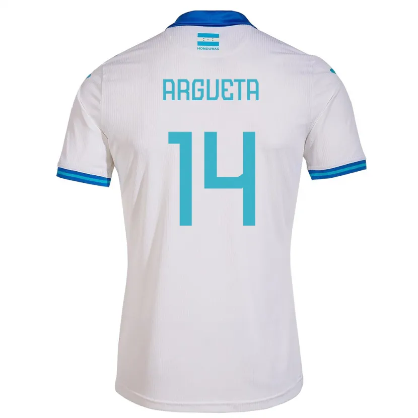 Danxen Mujer Camiseta Honduras Carlos Argueta #14 Blanco 1ª Equipación 24-26 La Camisa