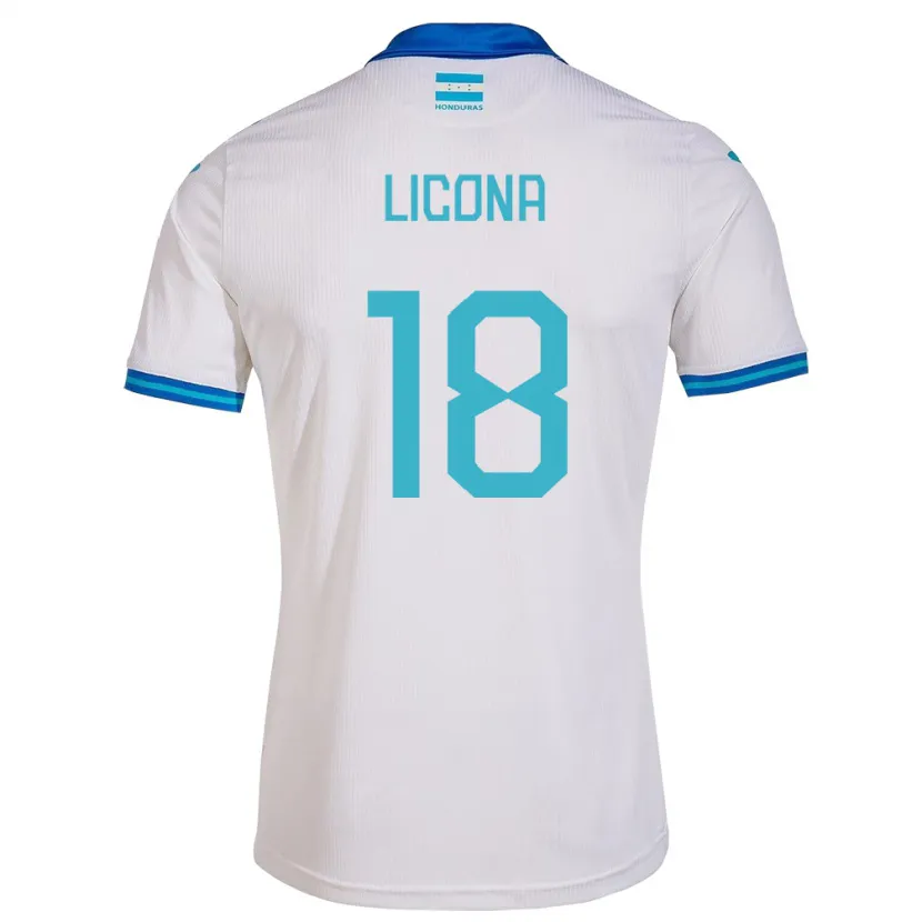 Danxen Mujer Camiseta Honduras Marlon Licona #18 Blanco 1ª Equipación 24-26 La Camisa