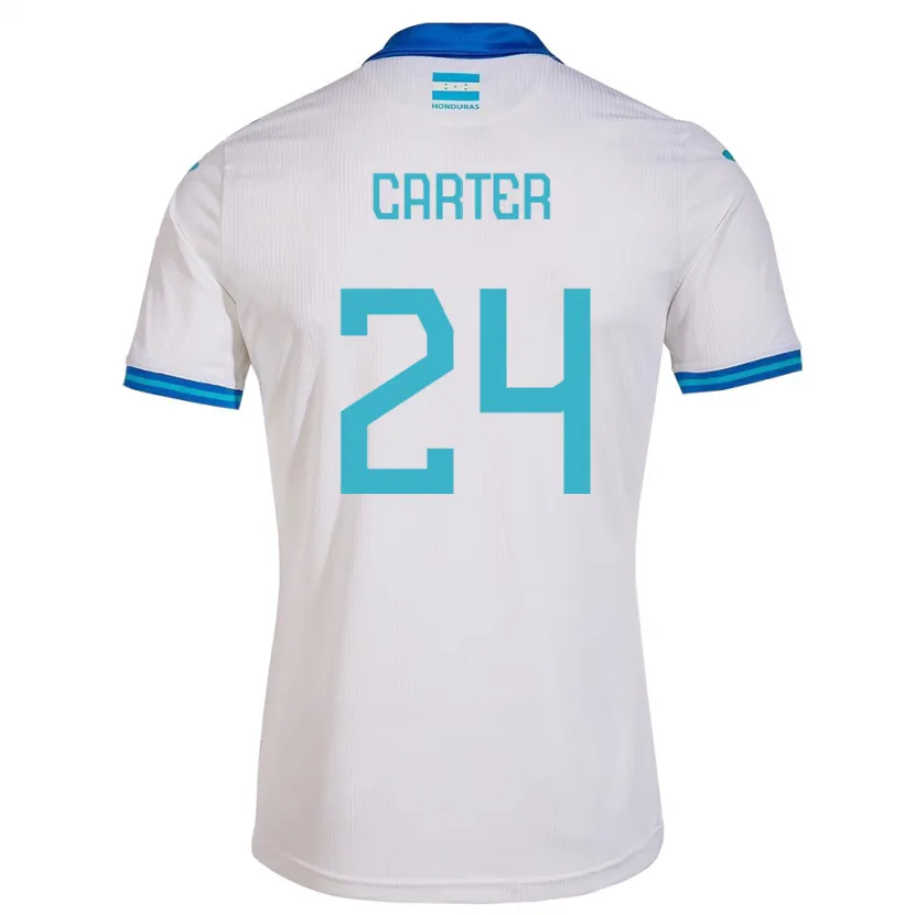 Danxen Mujer Camiseta Honduras Daniel Carter #24 Blanco 1ª Equipación 24-26 La Camisa
