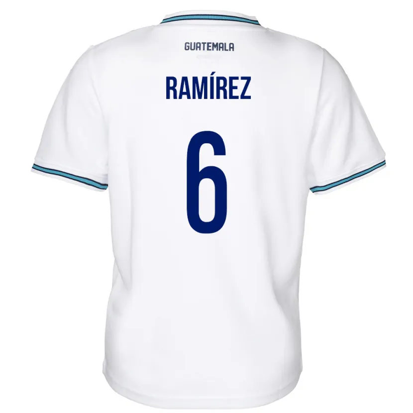 Danxen Mujer Camiseta Guatemala Kevin Ramírez #6 Blanco 1ª Equipación 24-26 La Camisa