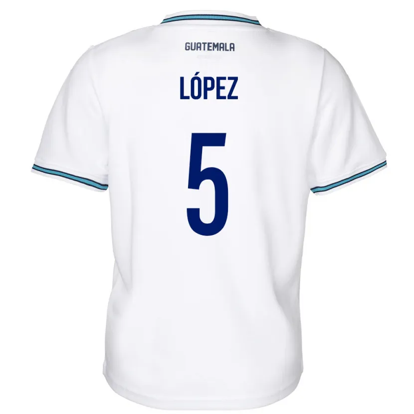 Danxen Mujer Camiseta Guatemala Jeffery López #5 Blanco 1ª Equipación 24-26 La Camisa