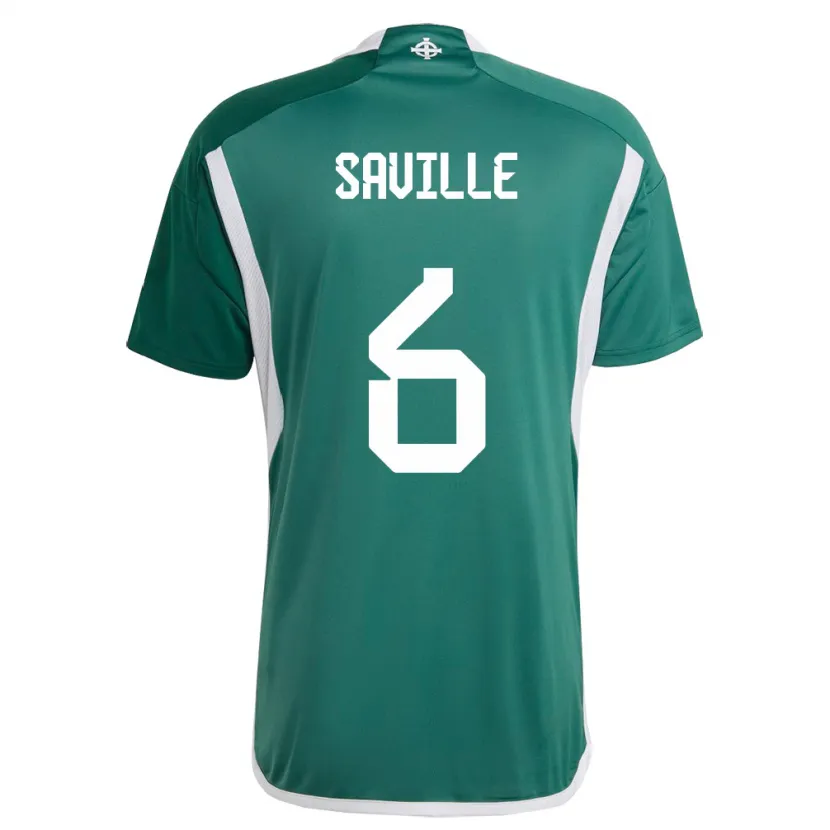 Danxen Mujer Camiseta Irlanda Del Norte George Saville #6 Verde 1ª Equipación 24-26 La Camisa