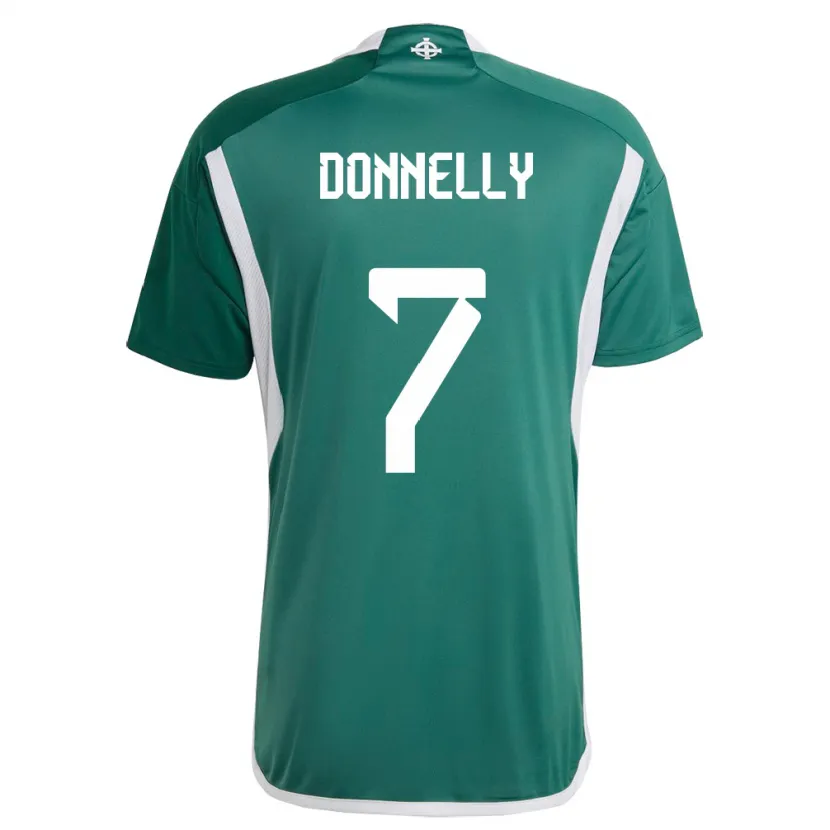 Danxen Mujer Camiseta Irlanda Del Norte Caolan Donnelly #7 Verde 1ª Equipación 24-26 La Camisa