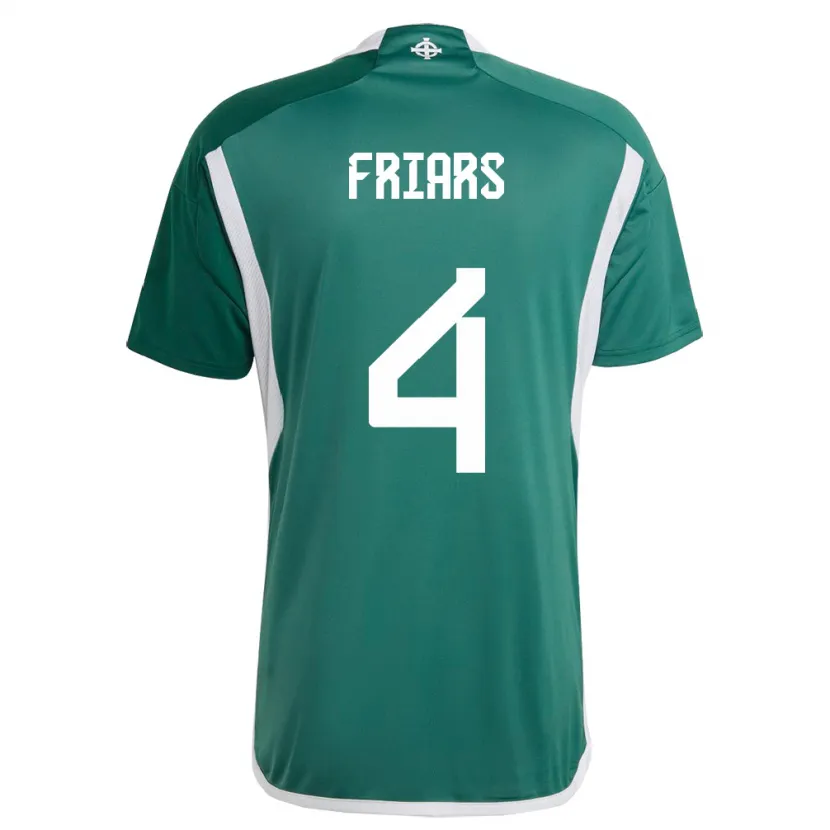 Danxen Mujer Camiseta Irlanda Del Norte Alfie Friars #4 Verde 1ª Equipación 24-26 La Camisa