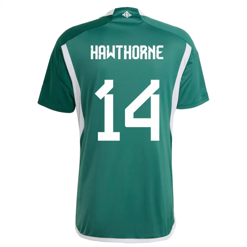 Danxen Mujer Camiseta Irlanda Del Norte Keevan Hawthorne #14 Verde 1ª Equipación 24-26 La Camisa