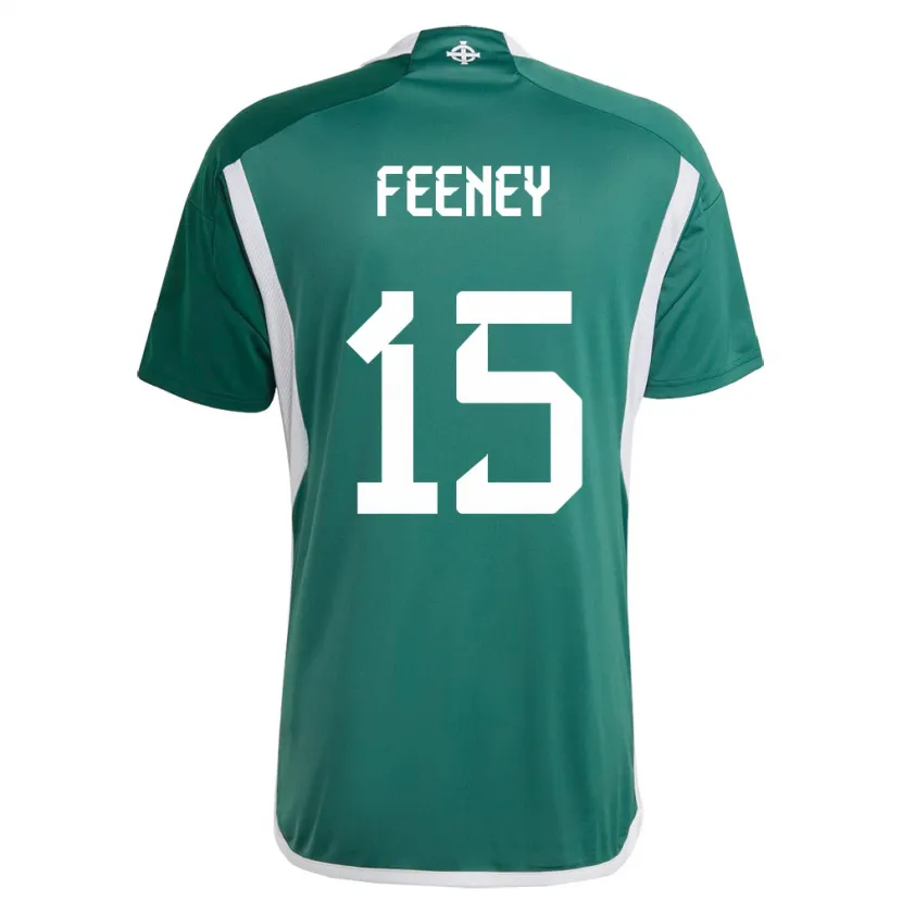 Danxen Mujer Camiseta Irlanda Del Norte George Feeney #15 Verde 1ª Equipación 24-26 La Camisa