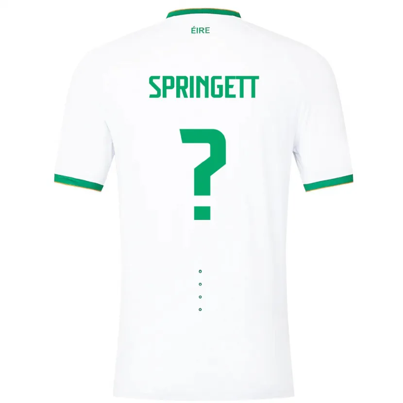 Danxen Mujer Camiseta Irlanda Tony Springett #0 Blanco 2ª Equipación 24-26 La Camisa
