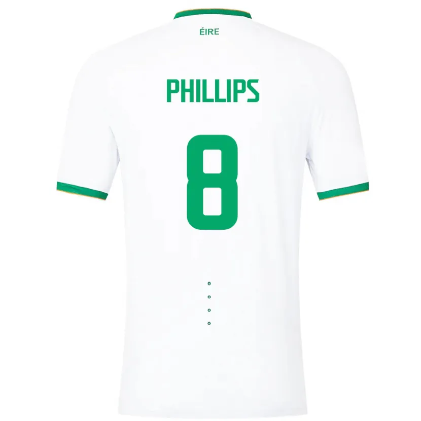 Danxen Mujer Camiseta Irlanda Killian Phillips #8 Blanco 2ª Equipación 24-26 La Camisa