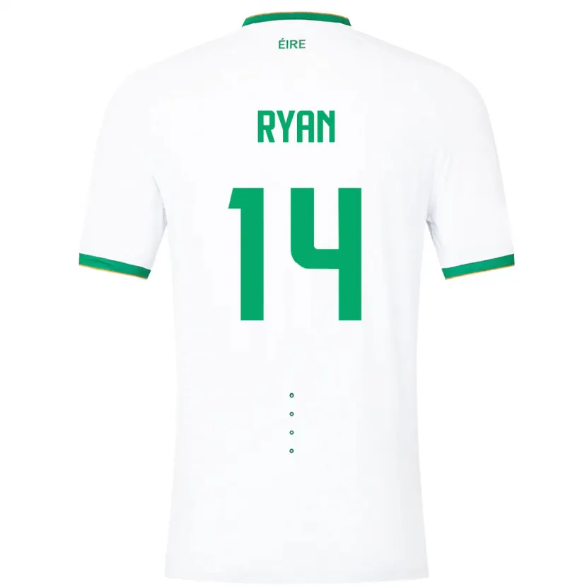 Danxen Mujer Camiseta Irlanda John Ryan #14 Blanco 2ª Equipación 24-26 La Camisa