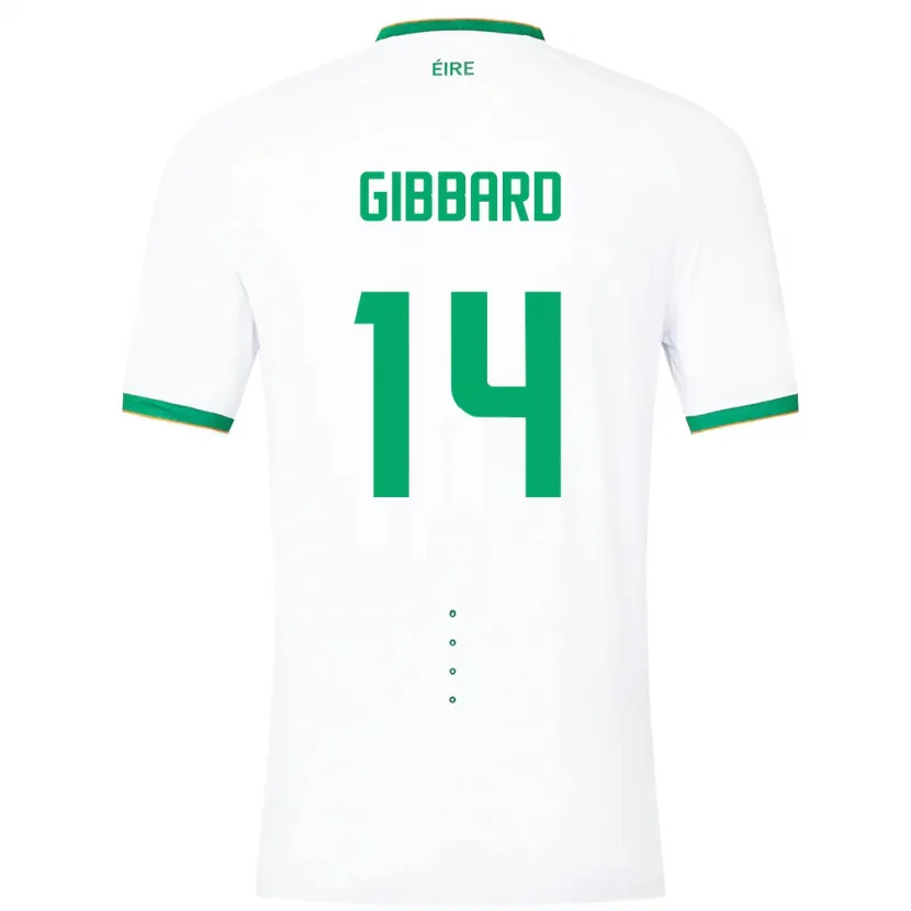 Danxen Mujer Camiseta Irlanda Joseph Gibbard #14 Blanco 2ª Equipación 24-26 La Camisa